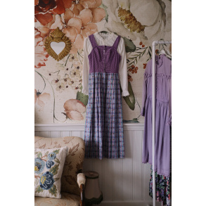 Purple Cottagecore Plaid Vintage Dress | XS