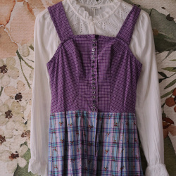 Purple Cottagecore Plaid Vintage Dress | XS