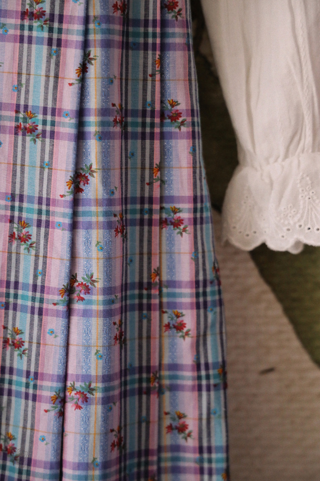 Purple Cottagecore Plaid Vintage Dress | XS