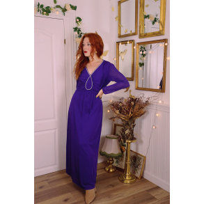 Purple Silver Beaded Maxi Vintage Dress | M