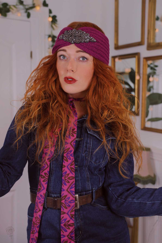 Purple Silver Leaf Headband