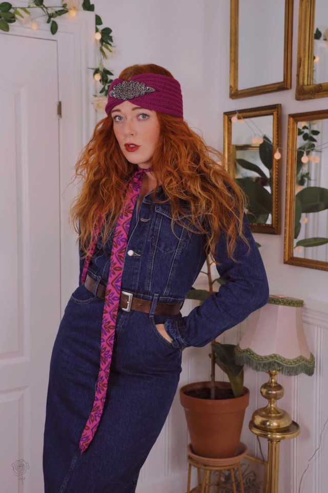 Purple Silver Leaf Headband