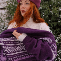 Purple Patterned Vintage Cardigan | M