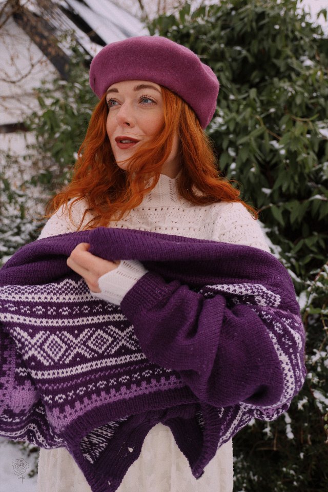 Purple Patterned Vintage Cardigan | M