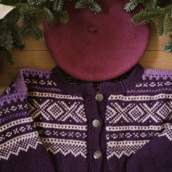 Purple Patterned Vintage Cardigan | M