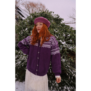 Purple Patterned Vintage Cardigan | M