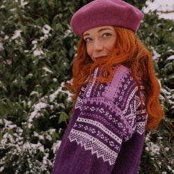 Purple Patterned Vintage Cardigan | M