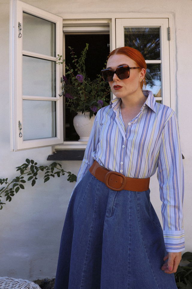 Purple &amp; Green Striped Vintage Blouse | M