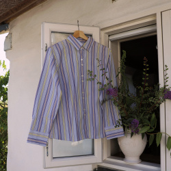 Purple &amp; Green Striped Vintage Blouse | M