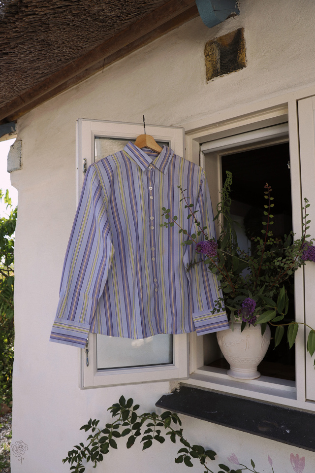 Purple &amp; Green Striped Vintage Blouse | M