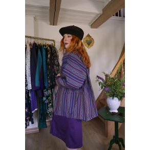 Purple Striped Pattern Kimono | S