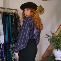 Purple Striped Vintage Blouse | M 