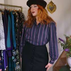 Purple Striped Vintage Blouse | M 