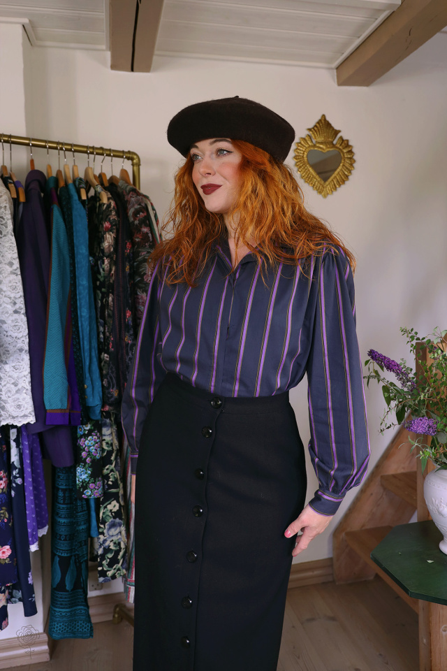 Purple Striped Vintage Blouse | M 
