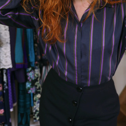 Purple Striped Vintage Blouse | M 