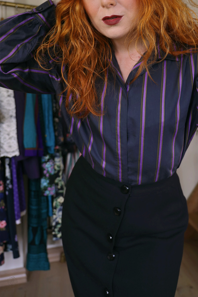 Purple Striped Vintage Blouse | M 