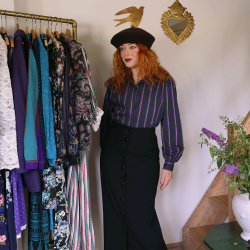 Purple Striped Vintage Blouse | M 