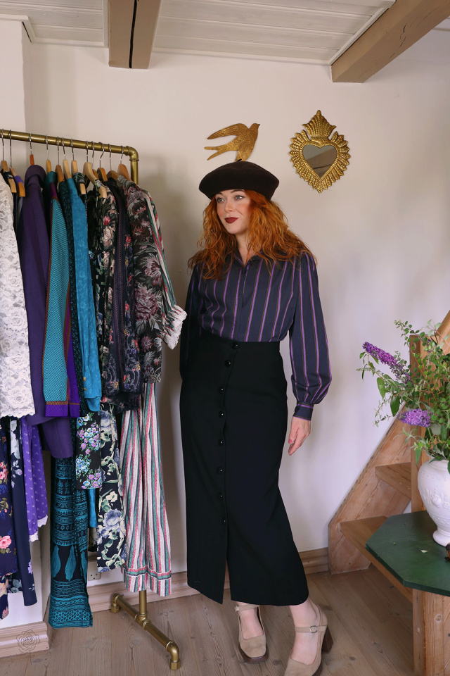 Purple Striped Vintage Blouse | M 
