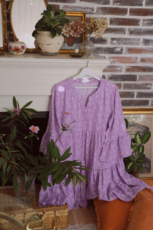 Purple Summer Blossom Mini Dress