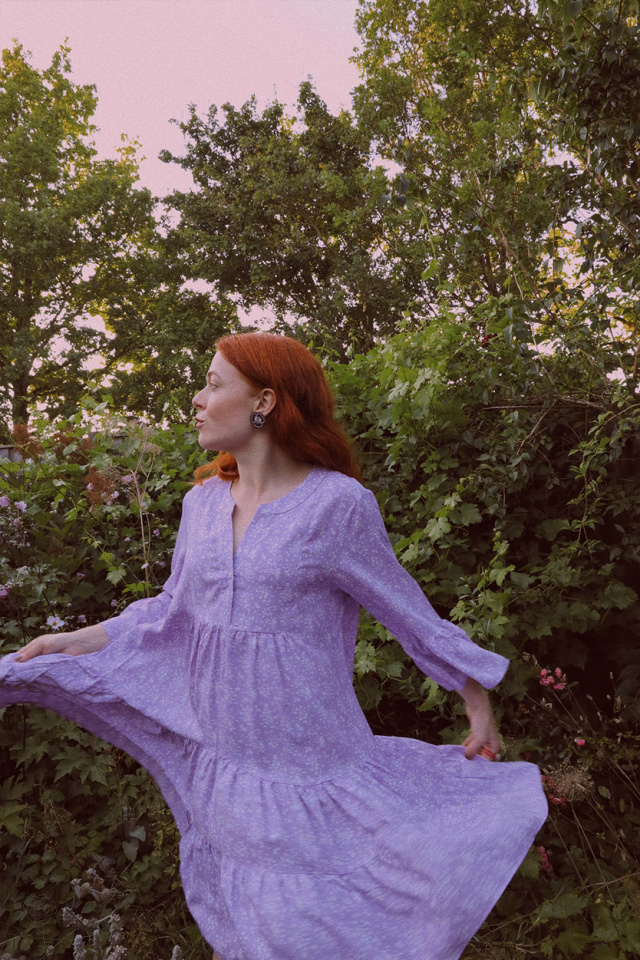 Purple Summer Blossom Mini Dress