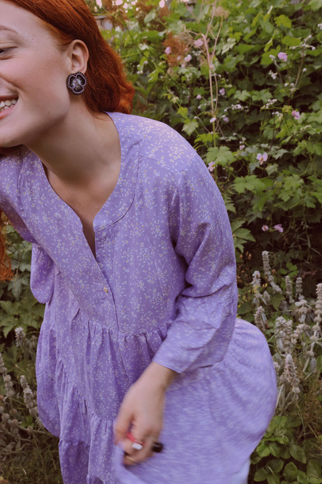 Purple Summer Blossom Mini Dress