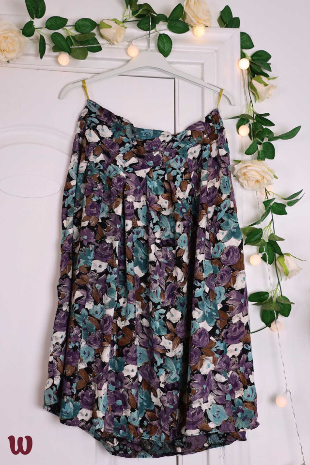Purple &amp; Turquoise Floral Skirt | M