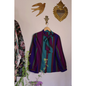 Purple & Turquoise Vintage Blouse | M