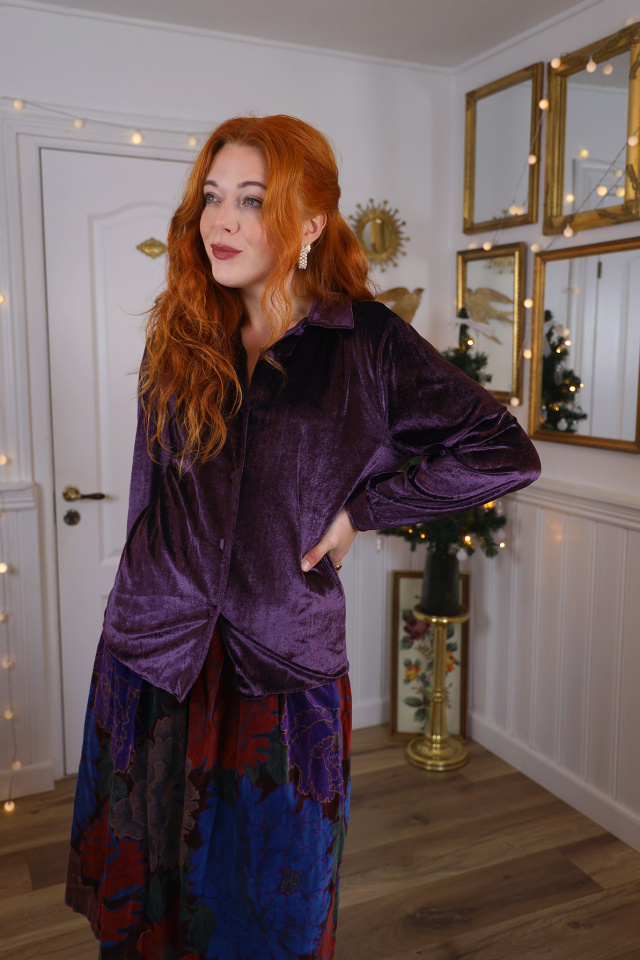 Purple Velvet Vintage Blouse | M
