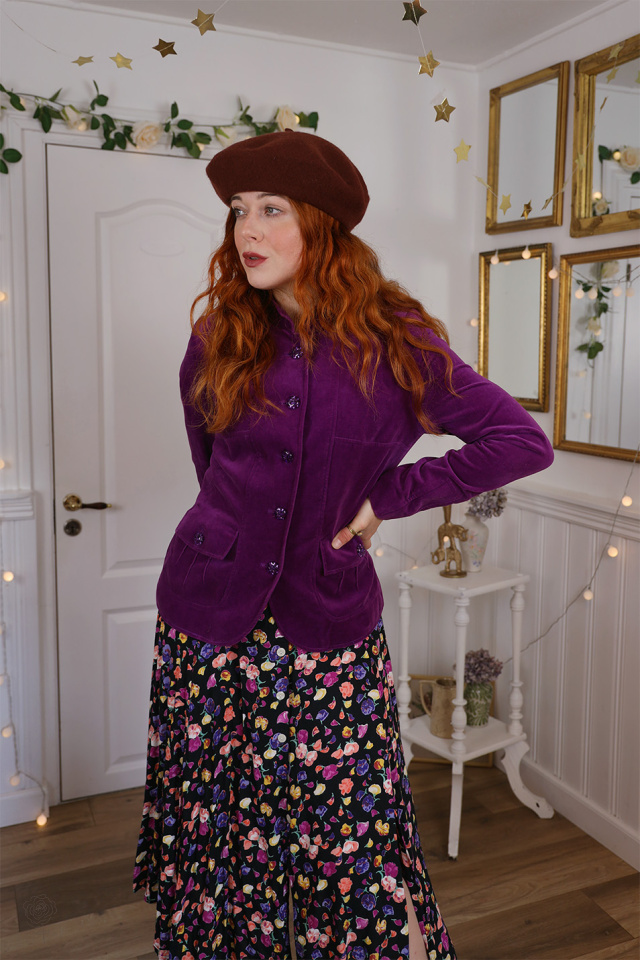 Purple Velvet Vintage Jacket | S/M