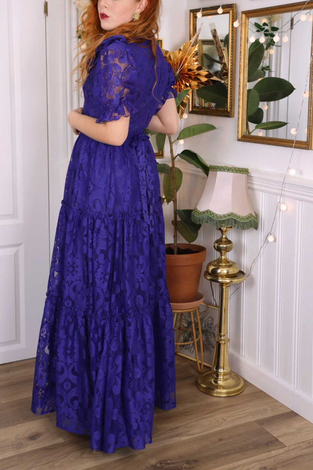 Purpely Blue 70's Maxi Gown | S
