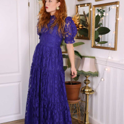 Purpely Blue 70's Maxi Gown | S