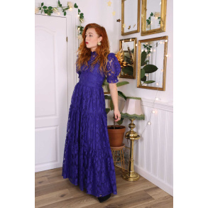 Purpely Blue 70's Maxi Gown | S