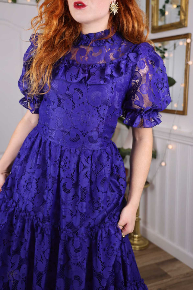 Purpely Blue 70's Maxi Gown | S