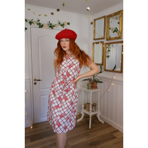 White Square Floral 70's Vintage Dress | S/M