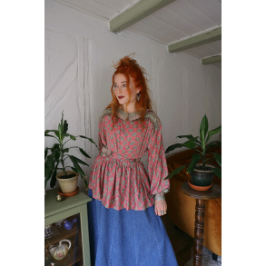Recycled Pale Pink Pattern Boho Blouse | L