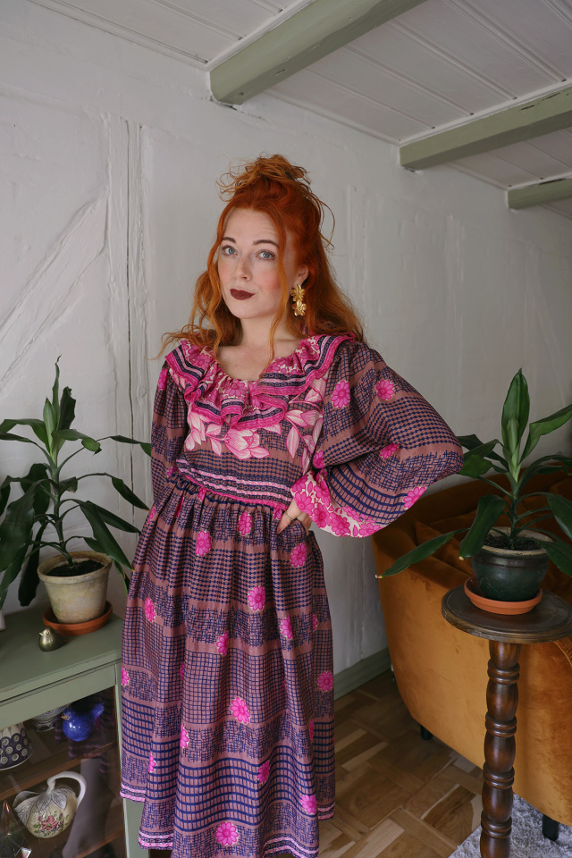 Recycled Pink Floral Holly Dress | XS/S