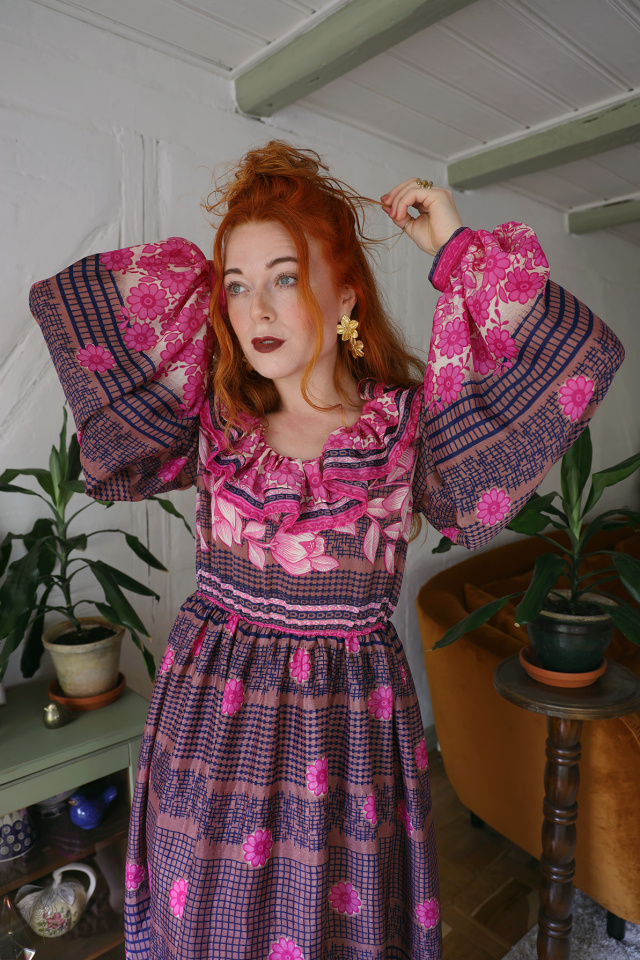Recycled Pink Floral Holly Dress | XS/S