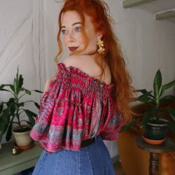 Recycled Pink Paisley Cropped Top | S