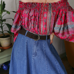Recycled Pink Paisley Cropped Top | S