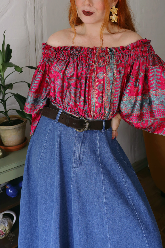 Recycled Pink Paisley Cropped Top | S