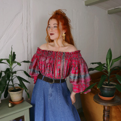 Recycled Pink Paisley Cropped Top | S