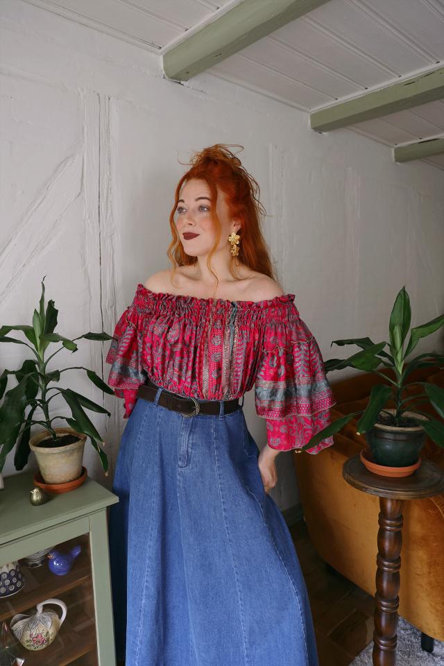 Recycled Pink Paisley Cropped Top | S