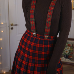 Red &amp; Black Plaid Vintage Wool Skirt | S