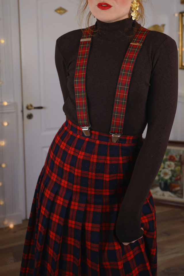 Red, Black &amp; Yellow Plaid Retro Braces