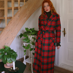 Red &amp; Green Checkered Vintage Coat | M