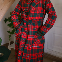 Red &amp; Green Checkered Vintage Coat | M