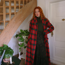 Red &amp; Green Checkered Vintage Coat | M