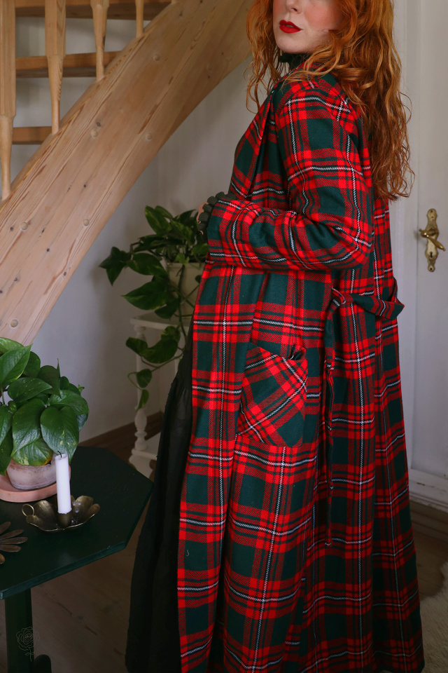 Red &amp; Green Checkered Vintage Coat | M