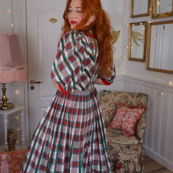 Green &amp; White Plaid Cottagecore Dress | XS/S