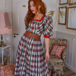 Green &amp; White Plaid Cottagecore Dress | XS/S